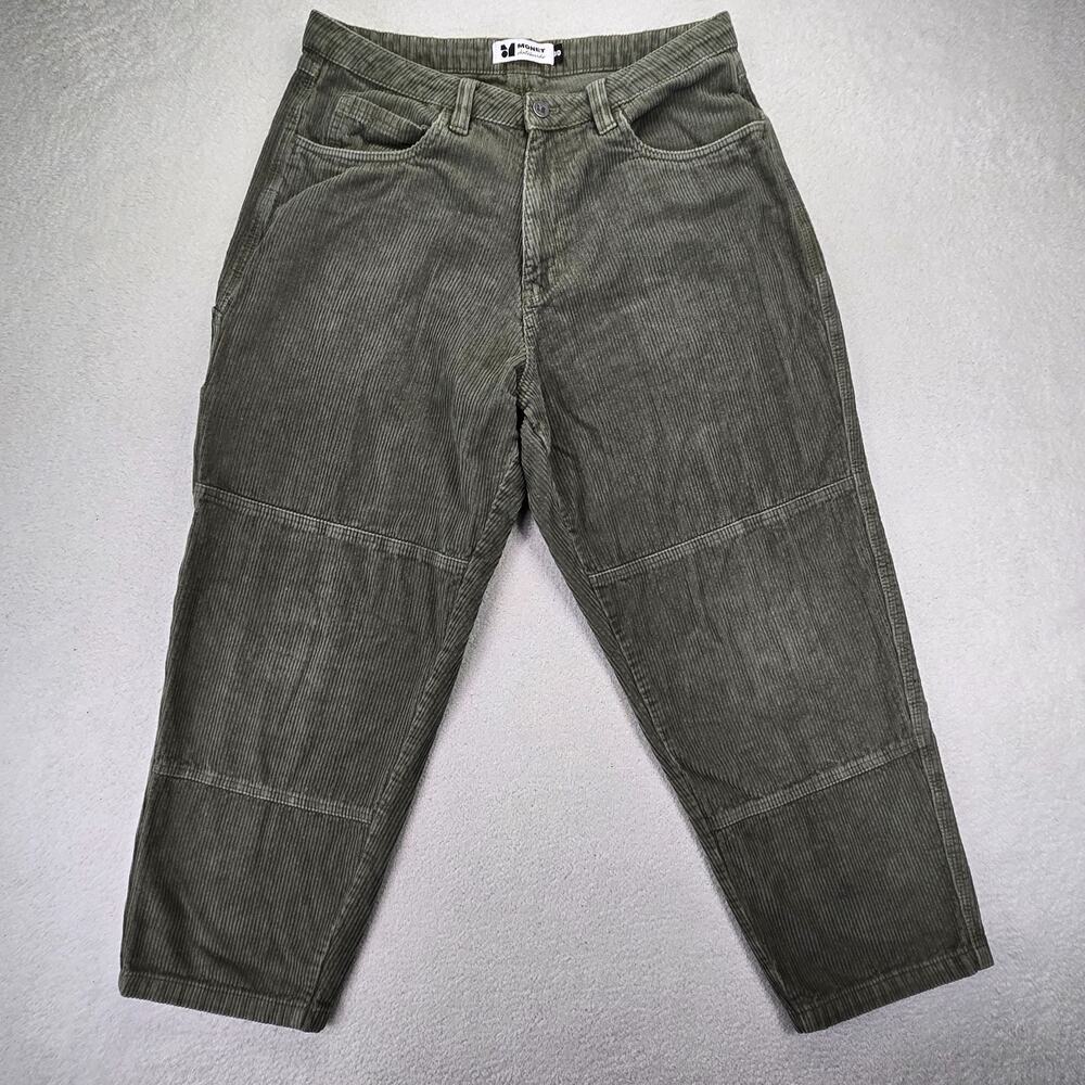 Monet Skateboards Pants Mens 30 Green Baggy Straight Corduroy Twill Y2K Skater